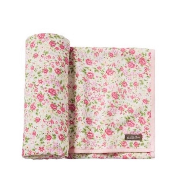 Matilda Jane Floral Baby Blanket Pink Rose Print Cream Nursery Wrap NWT - Picture 2 of 2